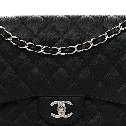 Caviar Quilted Jumbo Double Flap Black