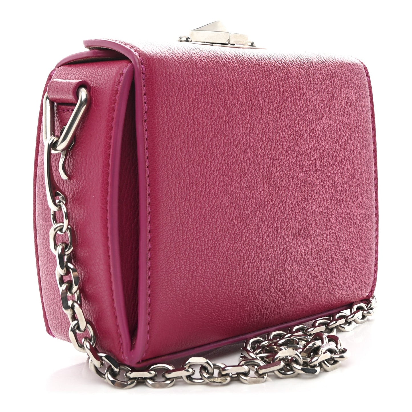 Silky Amish Grain Calfskin Box Shoulder Bag 19 Pink