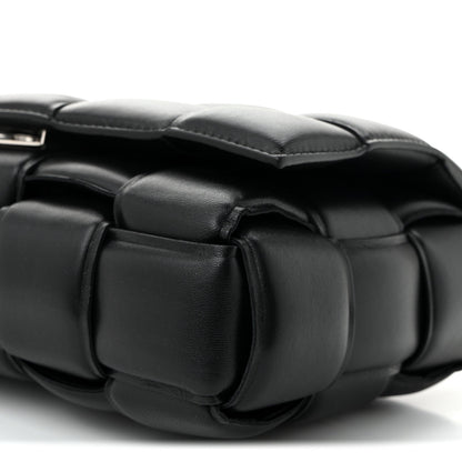 Lambskin Maxi Intreccio Padded Chain Cassette Crossbody Bag Black