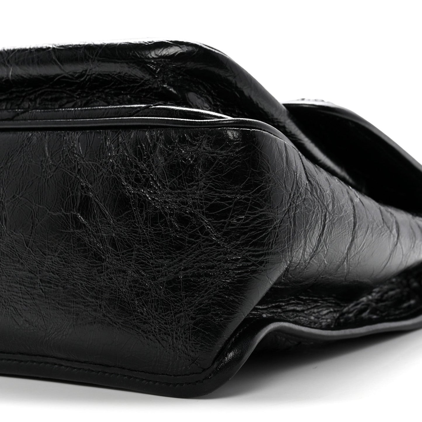Crinkled Calfskin Matelasse Monogram Medium Niki Chain Satchel Black