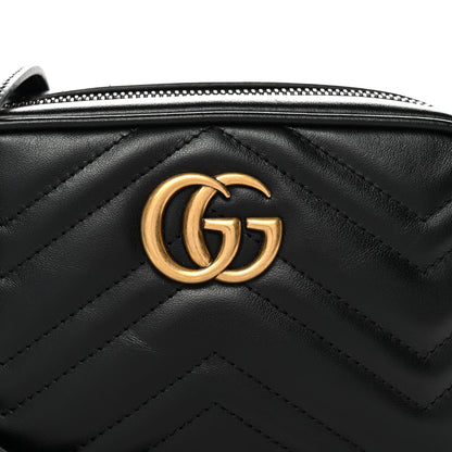 Calfskin Matelasse Mini GG Marmont Chain Shoulder Bag Black