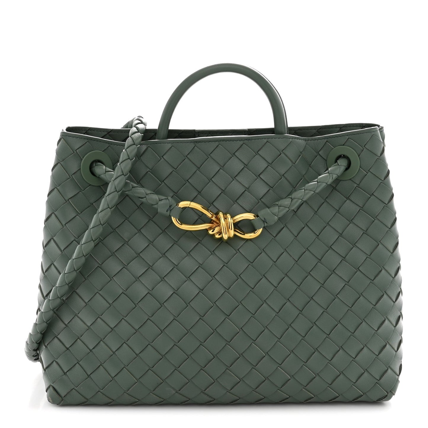 Nappa Intrecciato Medium Andiamo Shoulder Bag Aloe