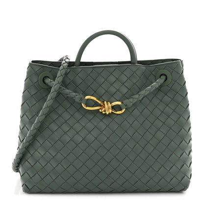 Nappa Intrecciato Medium Andiamo Shoulder Bag Aloe