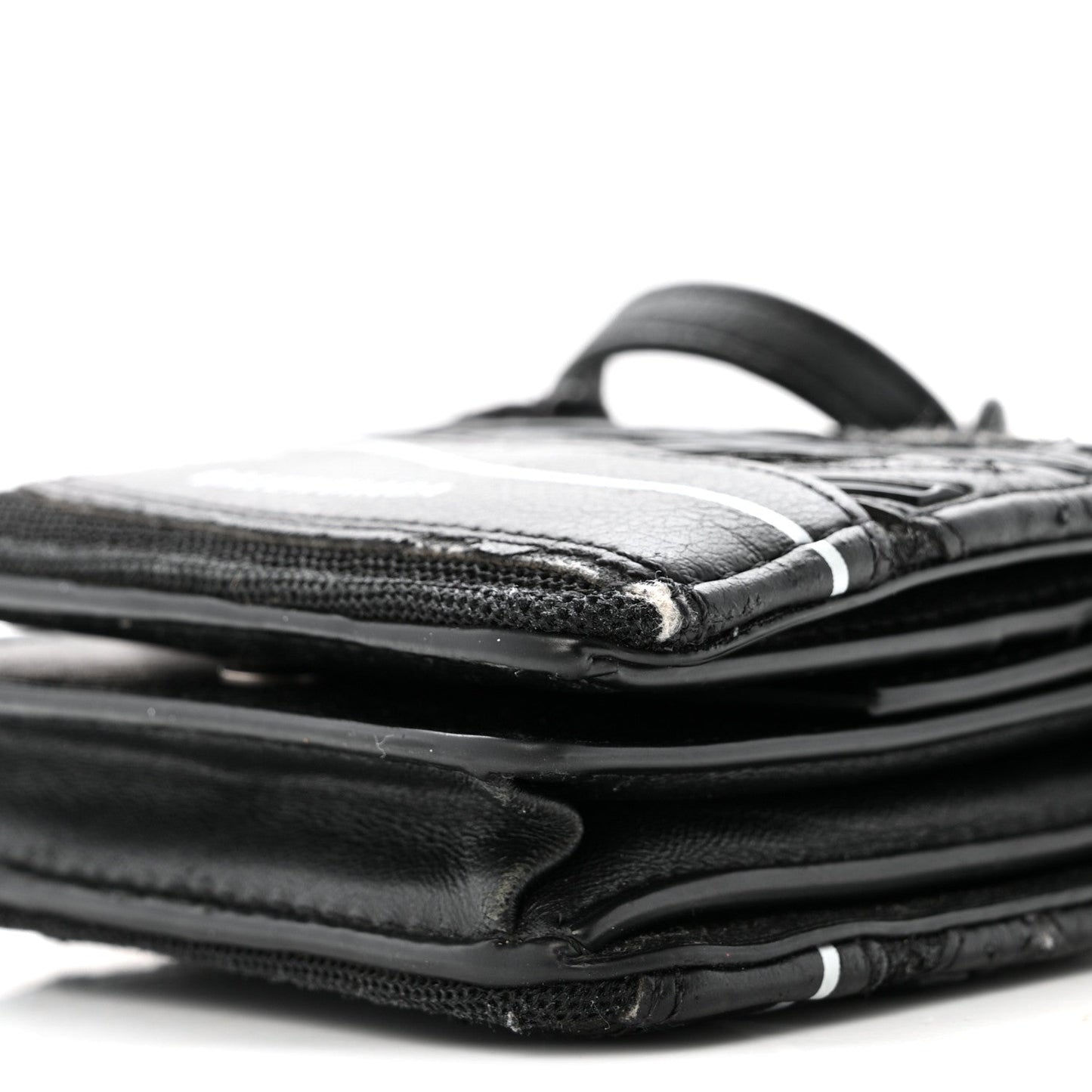 Faux Calfskin Fabric Sneakerhead Crossbody Wallet Black