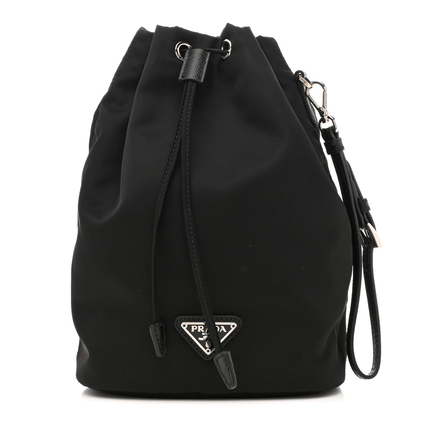 Re-Nylon Vela Drawstring Wristlet Pouch Black