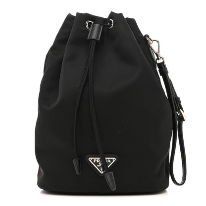Re-Nylon Vela Drawstring Wristlet Pouch Black