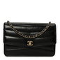 Lambskin Chevron Quilted Wallet On Chain WOC Black