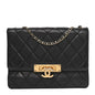 Lambskin Quilted Medium Golden Class Flap Black