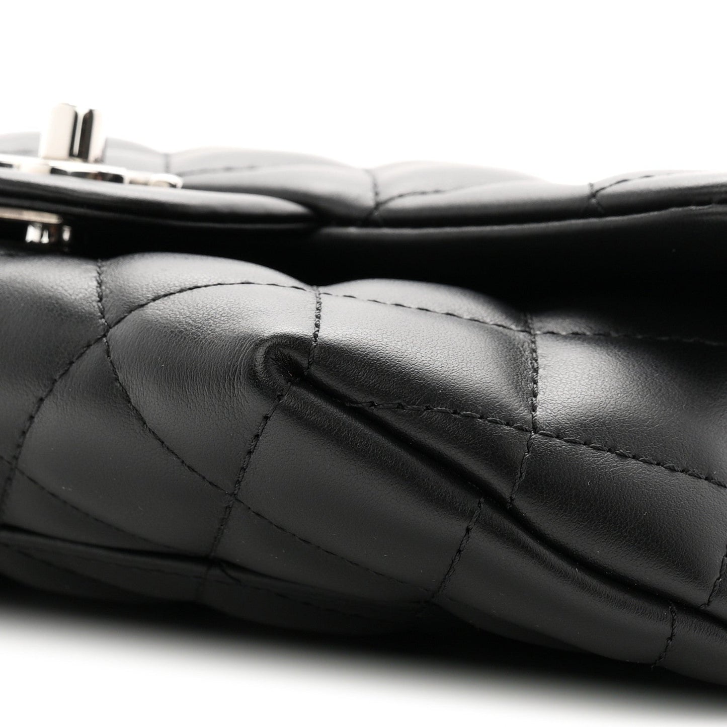Calfskin Quilted CC Uniform Flap Belt Bag Black