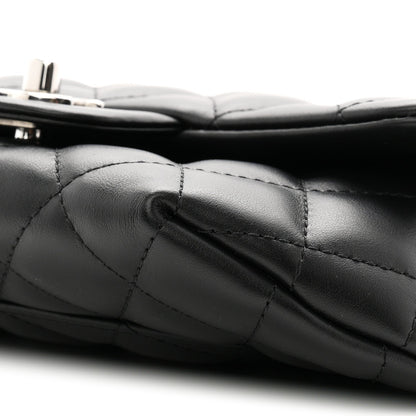 Calfskin Quilted CC Uniform Flap Belt Bag Black