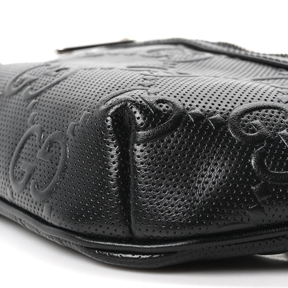 Calfskin GG Tennis Embossed Belt Bag Black
