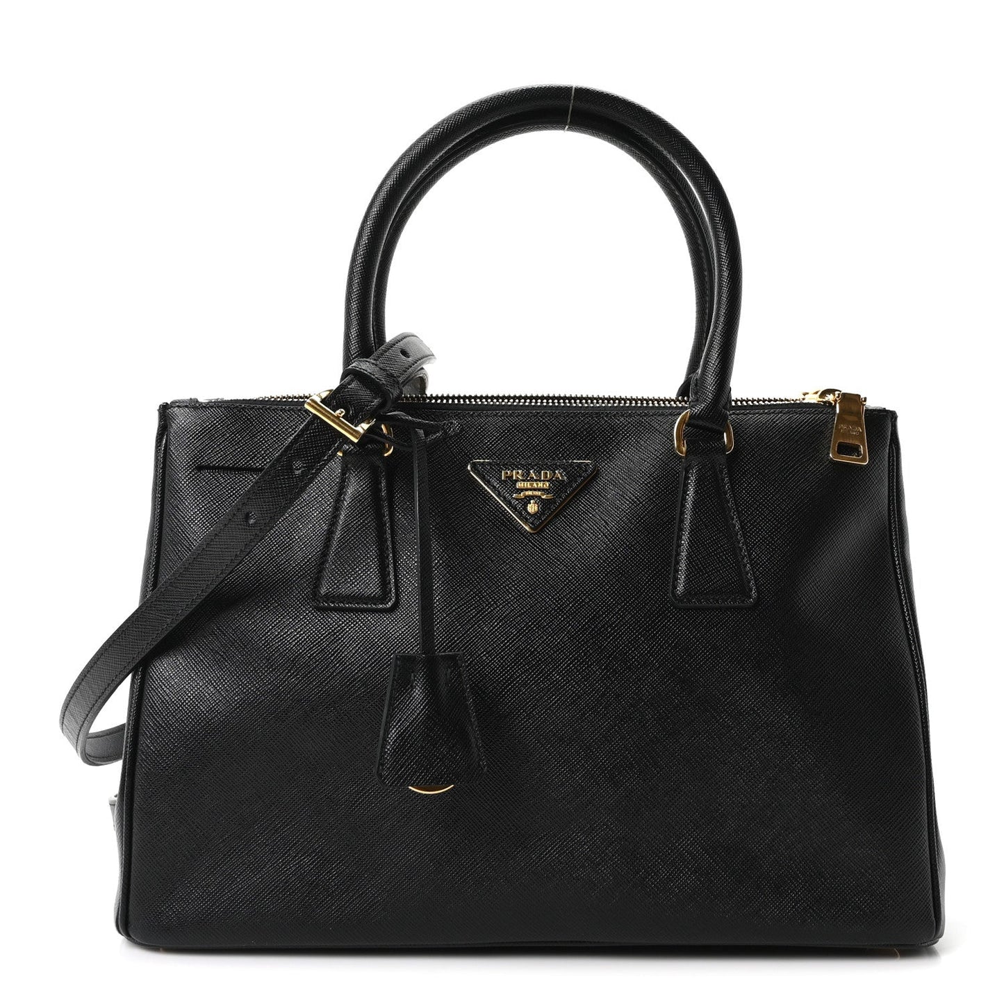 Saffiano Small Galleria Double Zip Tote Black