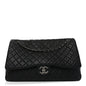 Grained Calfskin Quilted XXL Travel Flap Bag Black