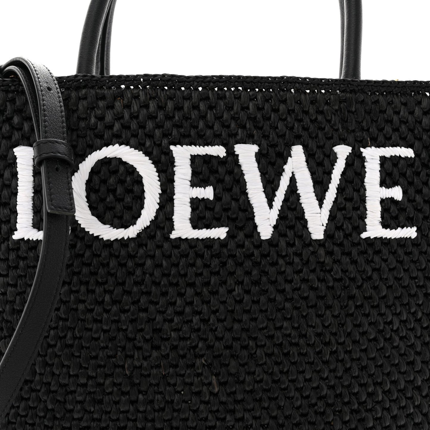 Raffia Calfskin Standard A4 Tote Bag Black