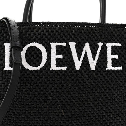 Raffia Calfskin Standard A4 Tote Bag Black