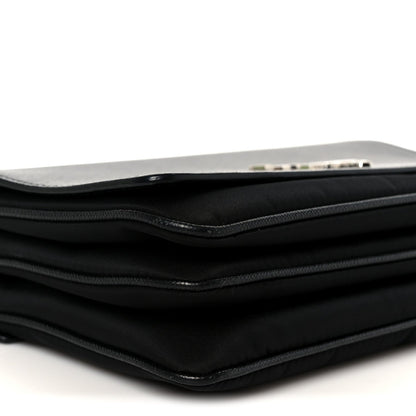 Saffiano Tessuto Nylon Chain Shoulder Bag Black