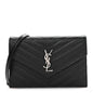 Grain De Poudre Matelasse Chevron Monogram Envelope Chain Wallet Black