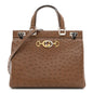 Ostrich Medium Zumi Top Handle Bag Brown