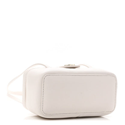 Shiny Caviar Preppy Coco Long Vanity With Strap White