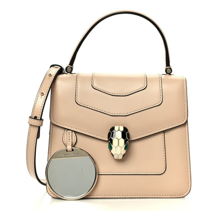 Calfskin Serpenti Forever Top Handle Beige Green