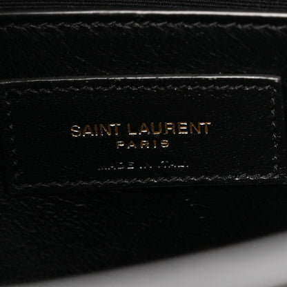 Shiny Calfskin Crocodile Embossed Manhattan Baguette Black