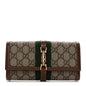 GG Supreme Monogram Azalea Calfskin Web Jackie 1961 Chain Wallet Beige Ebony Brown Sugar