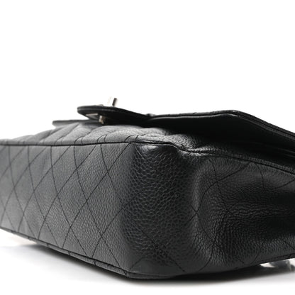 Caviar Quilted Medium Double Flap Black