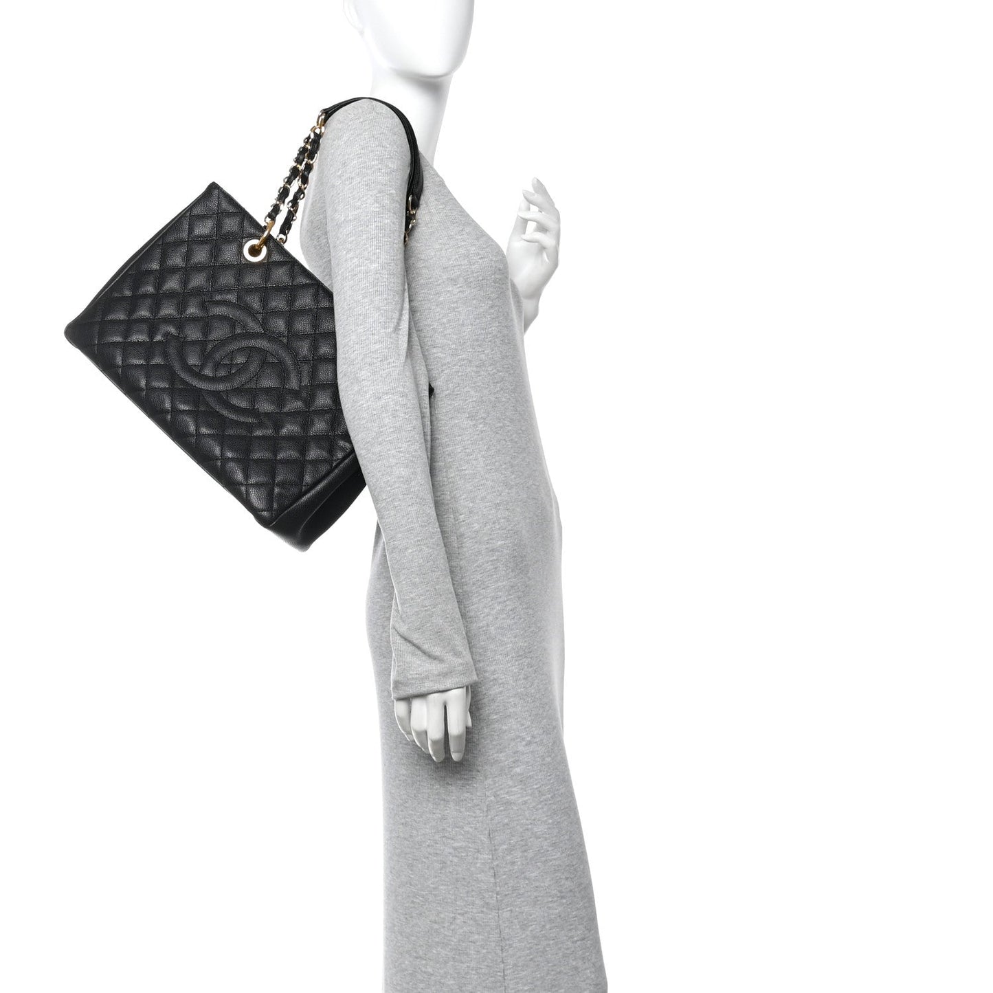 Caviar Quilted Grand Shopping Tote GST Black