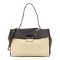 Calfskin Colorblock Mime Single Handle Bag Cream Burgundy Multicolor