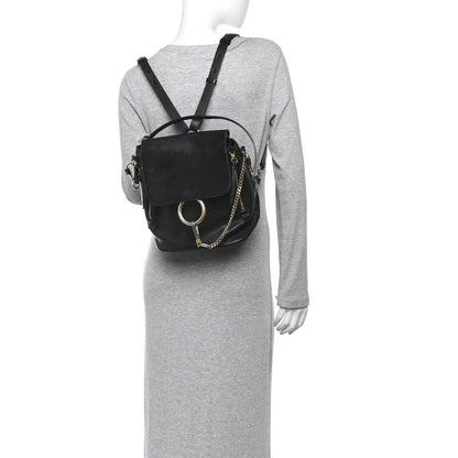 Suede Calfskin Medium Faye Backpack Black