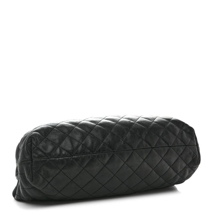 Lambskin Quilted Maxi Icare Shopping Tote Black