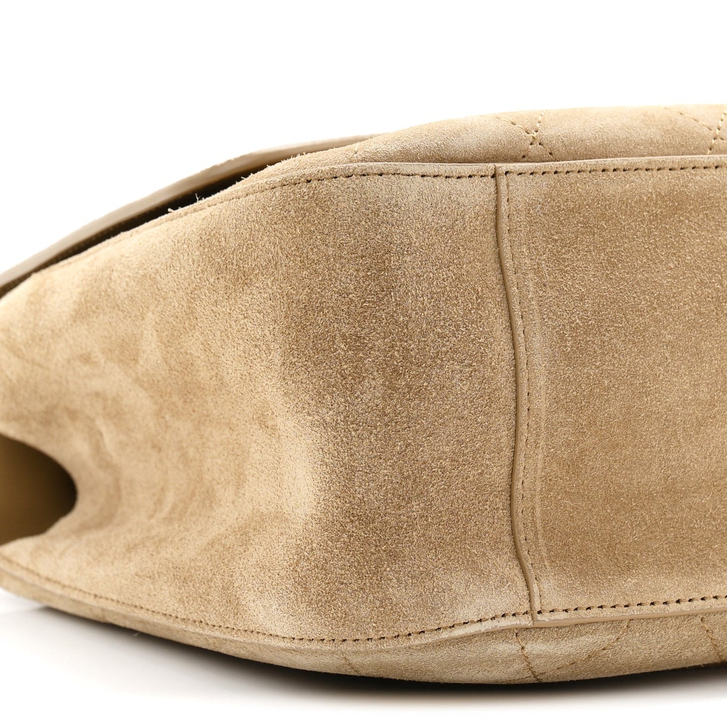Suede Calfskin Small Souplissimo Maxi Flap Dark Beige