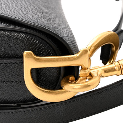 Grained Calfskin Saddle Bag With Strap Black