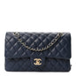 Caviar Quilted Medium Double Flap Navy