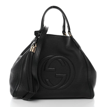 Pebbled Calfskin Small Soho Shoulder Bag Black