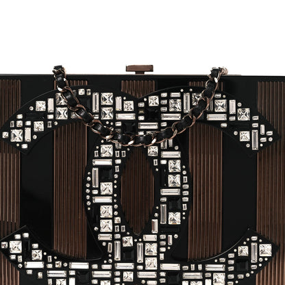 Plexiglass Crystal CC Minaudiere Clutch Black Copper