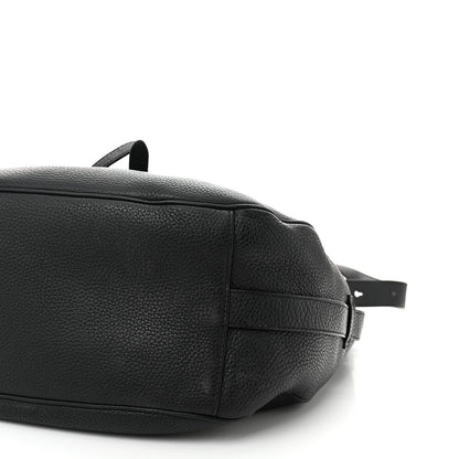 Grained Calfskin Saddle Soft Bag Black