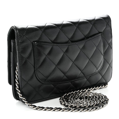 Lambskin Quilted Wallet On Chain WOC Black