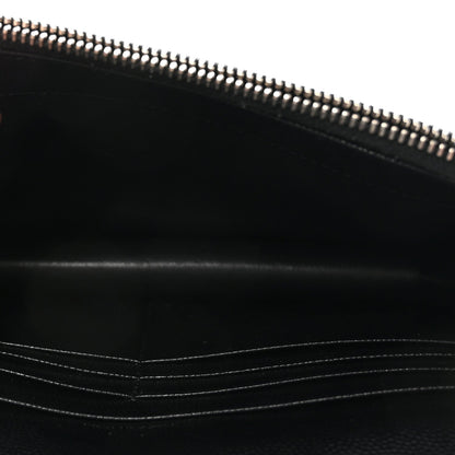 Grain De Poudre Matelasse Chevron Monogram Envelope Chain Wallet Black