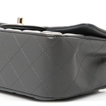 Lambskin Quilted Mini Rectangular Flap Grey