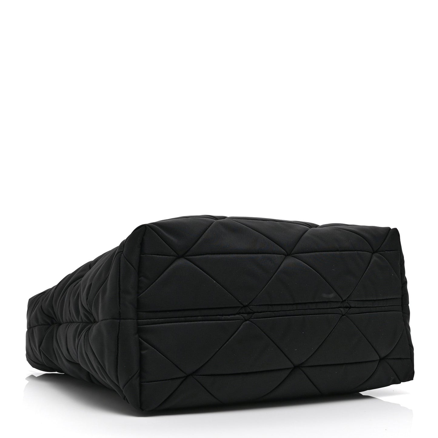 Re-Nylon Nappa Triangle Quilted Padded Medium Double Handled Zip Tote Black