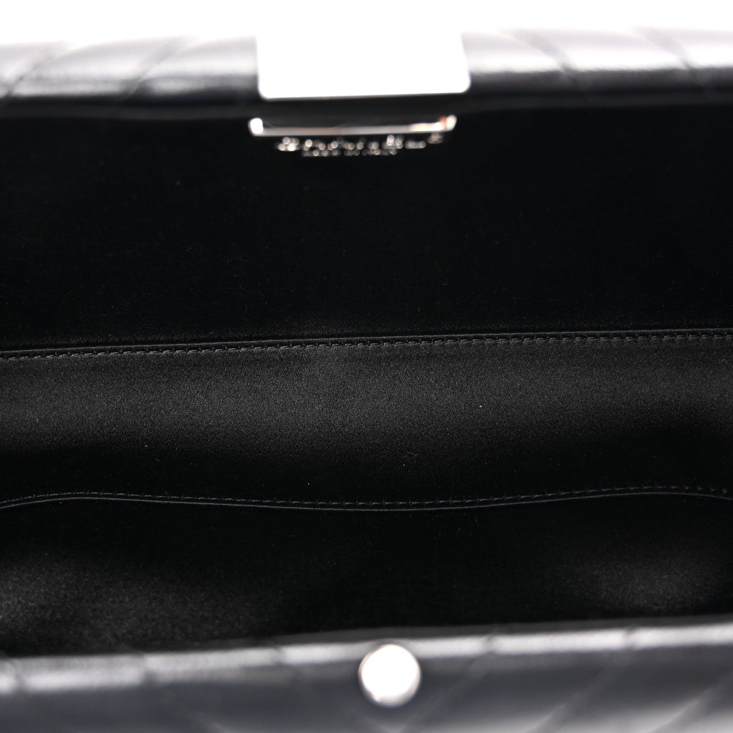 Lambskin Chevron Quilted CC Fringe Clutch Black