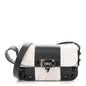 Vitello Chess Mini Rockstud Flip Lock Crossbody Bag Black White
