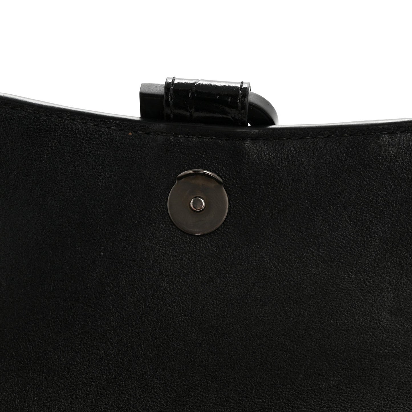 Shiny Calfskin Monochrome Crocodile Embossed Hourglass Chain Bag Black