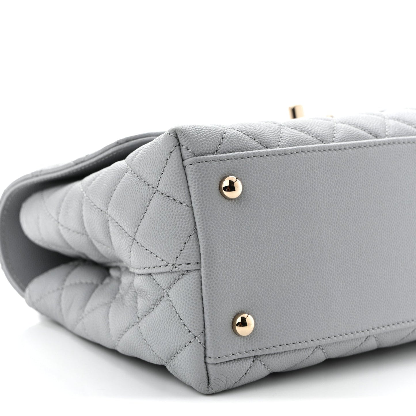 Caviar Lizard Embossed Quilted Small Coco Handle Flap Light Grey