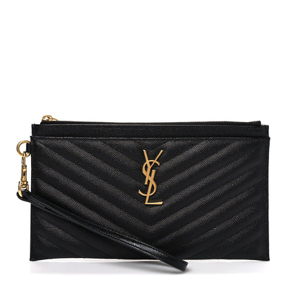 Grain De Poudre Chevron Monogram Large Bill Pouch Black