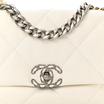 Lambskin Quilted Medium Chanel 19 Flap White