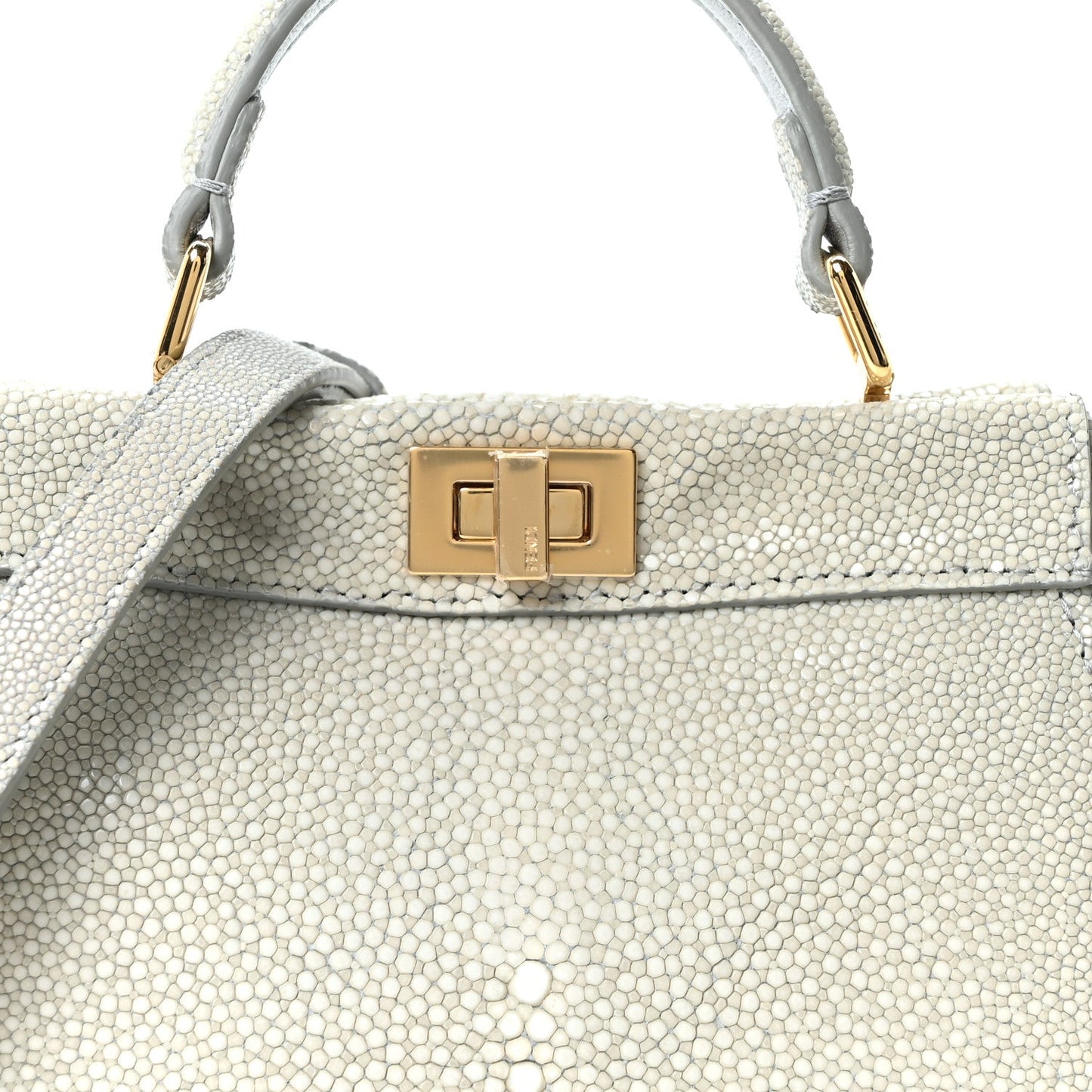 Stingray Shiny Nappa Petite Peekaboo I SEE U Satchel Pearl Grey