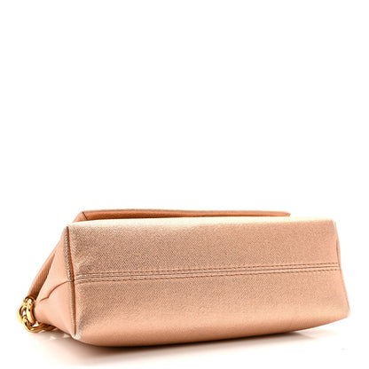 Coated Metallic Denim Mini Label Chain Shoulder Bag Iced Nude
