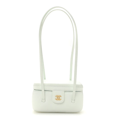Shiny Caviar Preppy Coco Long Vanity With Strap Light Blue